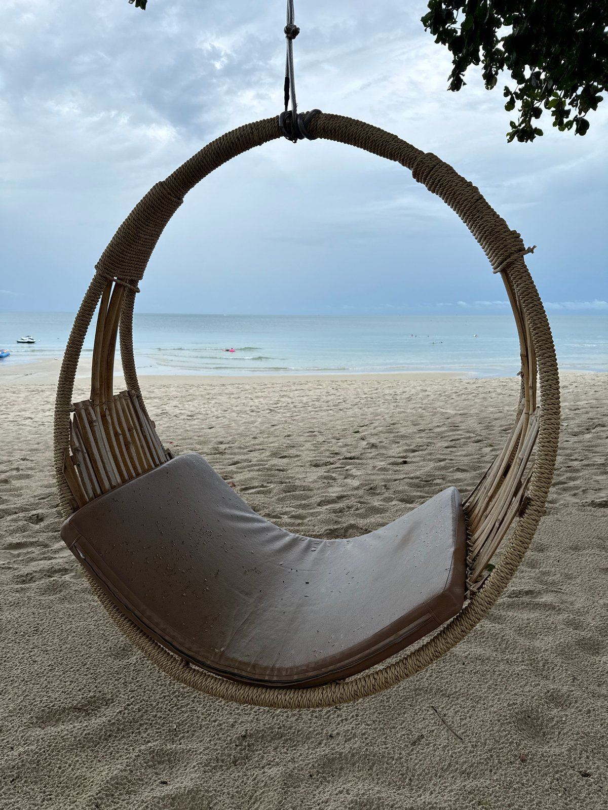 Hanging chair and surfboards on a Ko Samui beach
