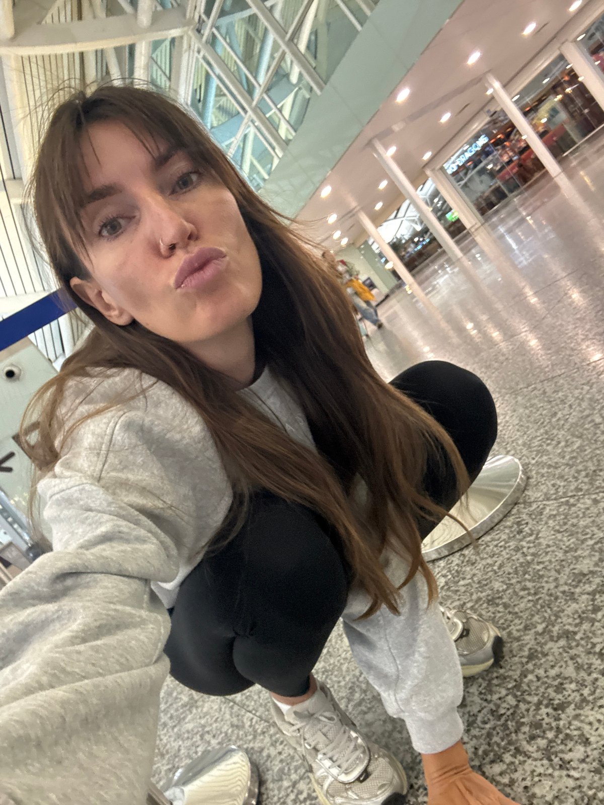 Selfies at Bali's airport before a flight