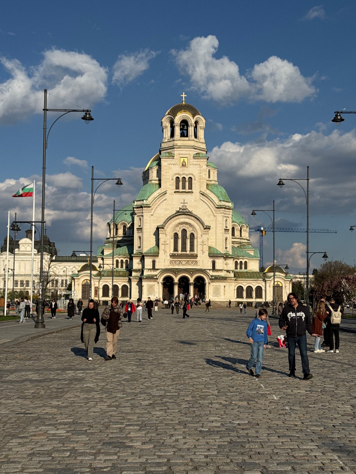 Alexander Nevsky Cathedral observed with construction crane nearby