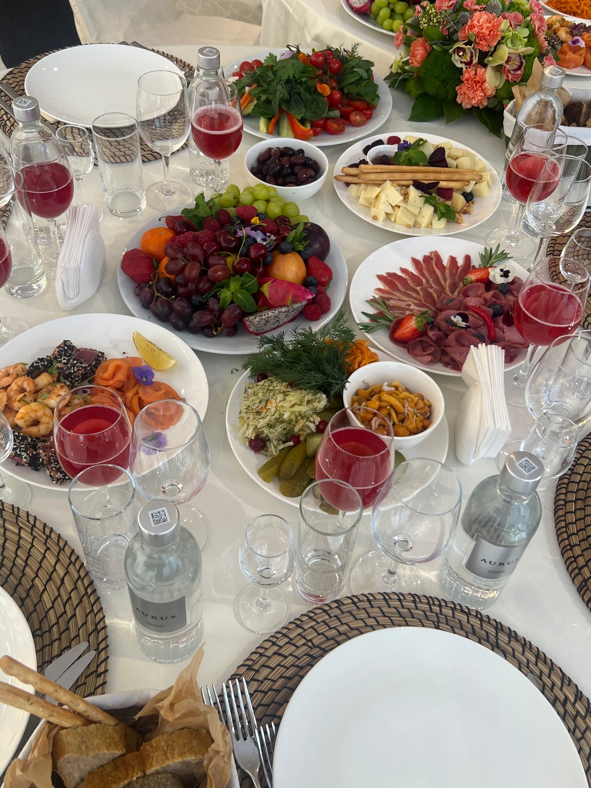 Dining table set for gathering in Shushary, Russia