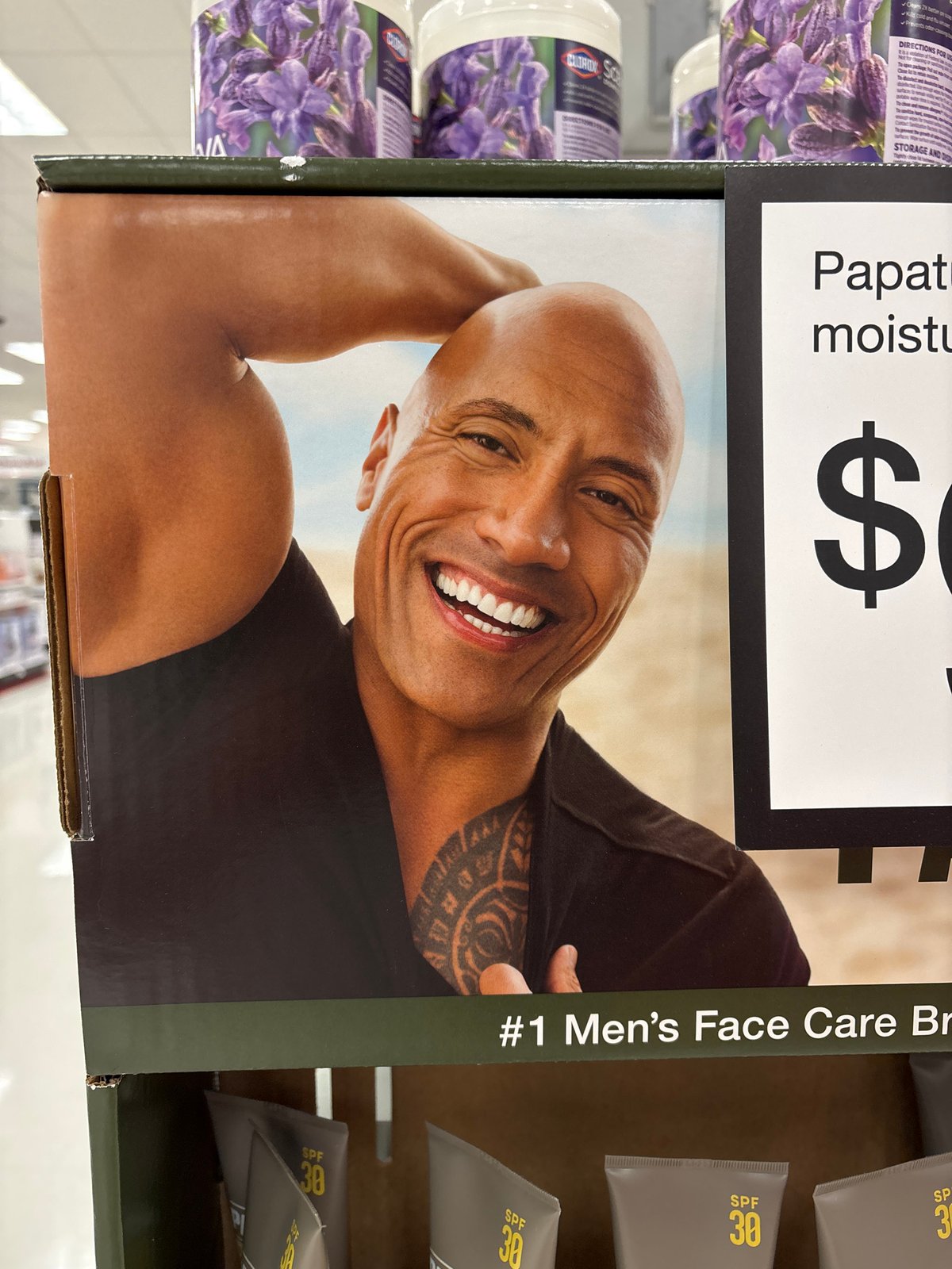 The Rock face care product display spotted in New Jersey