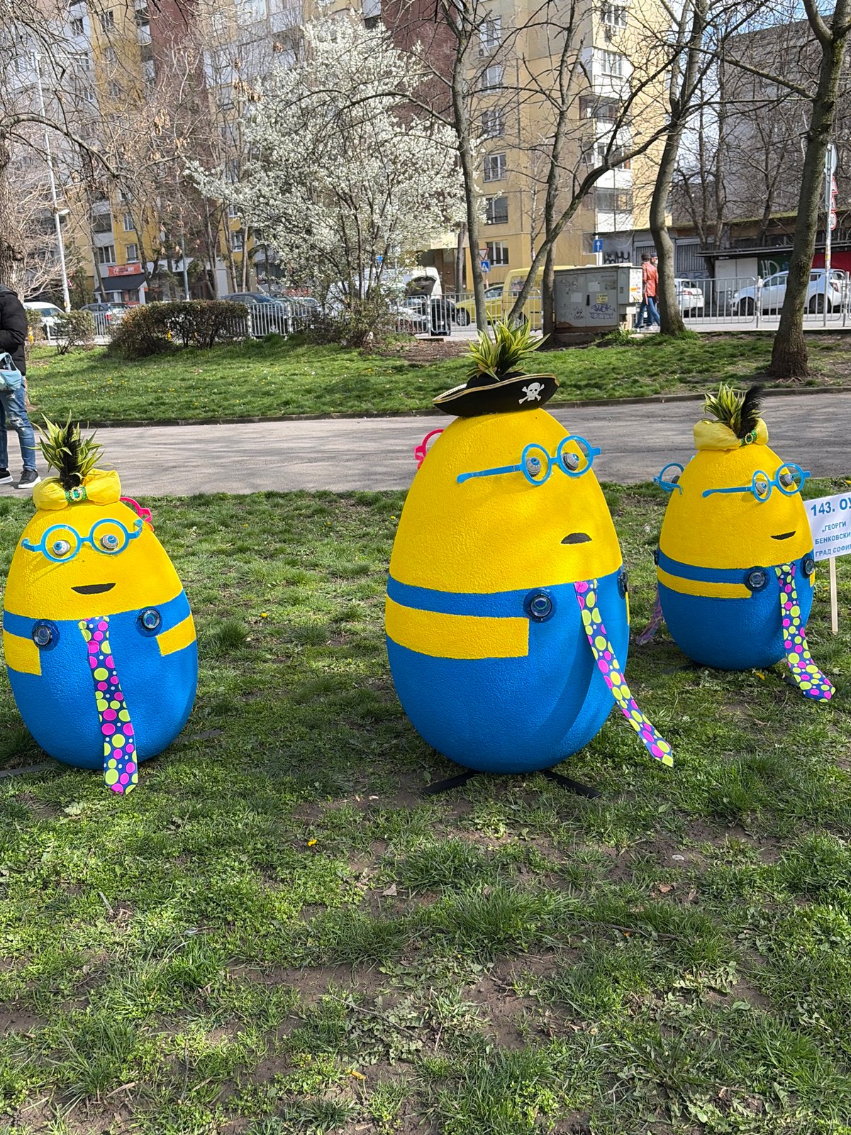 Minion sculptures spotted in outdoor Sofia location