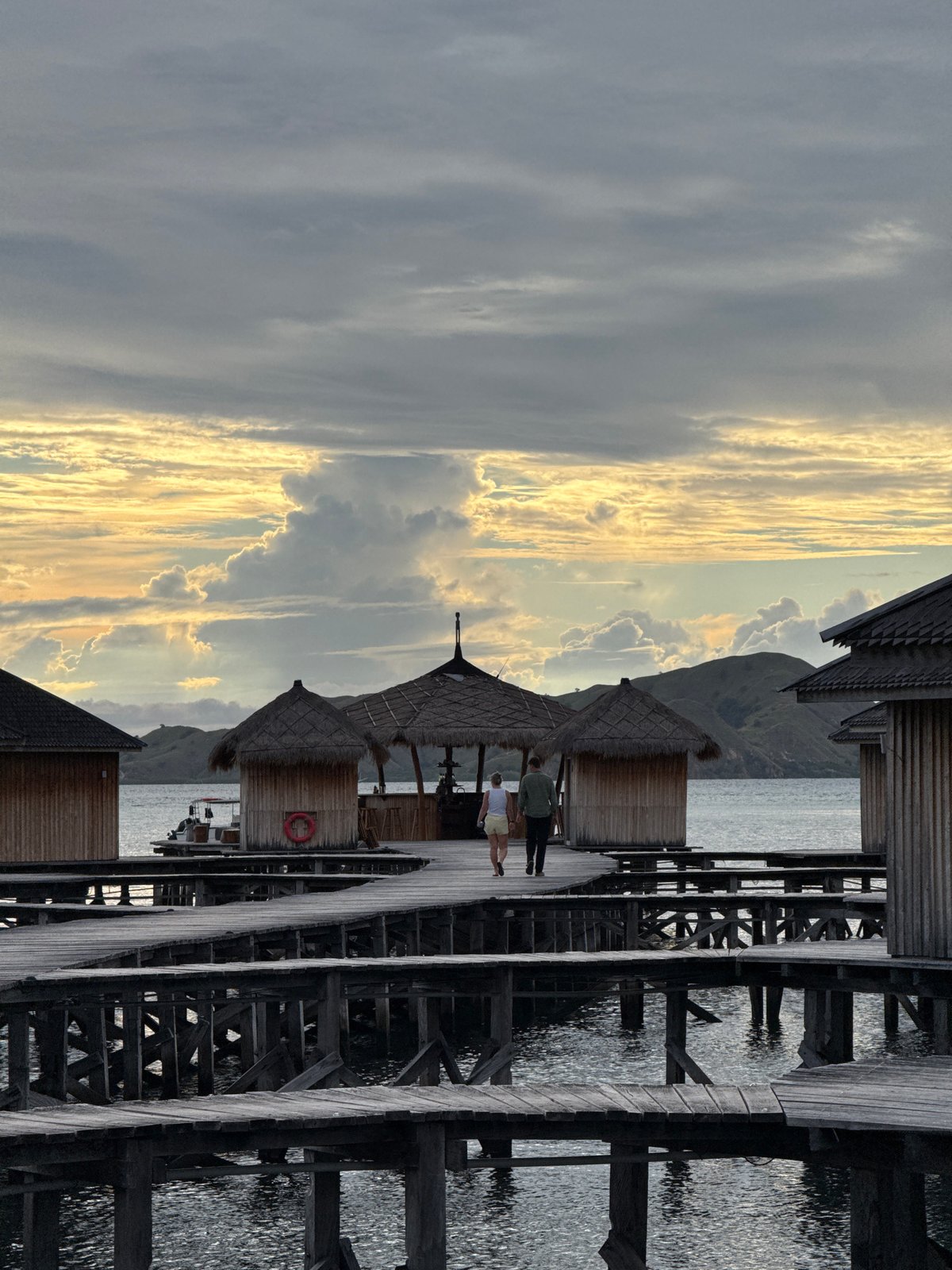 Morning drinks served at Indonesian waterfront pier bar