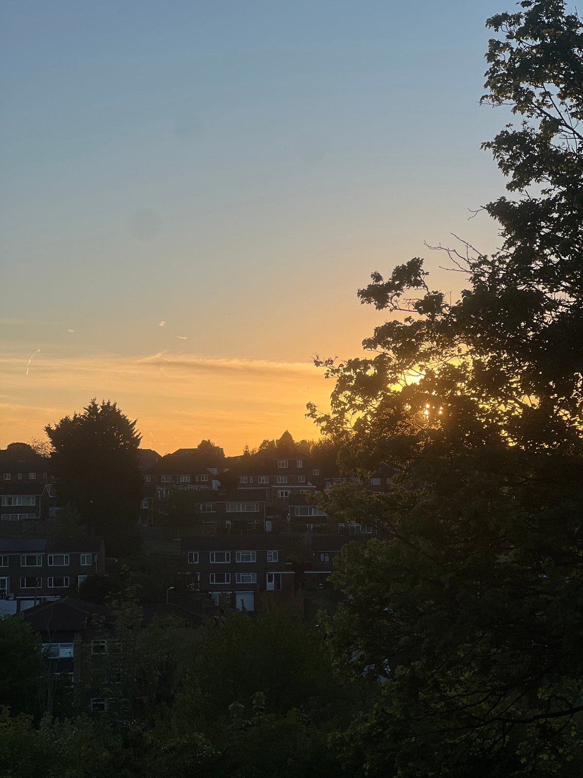 Golden hour sunset captured over High Wycombe residential area