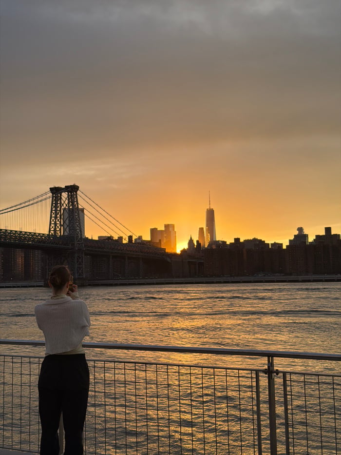 Sunset over East River documented from Brooklyn waterfront locations