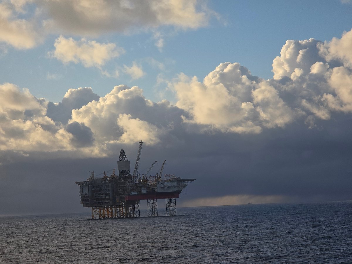 Offshore oil platform observed in ocean waters