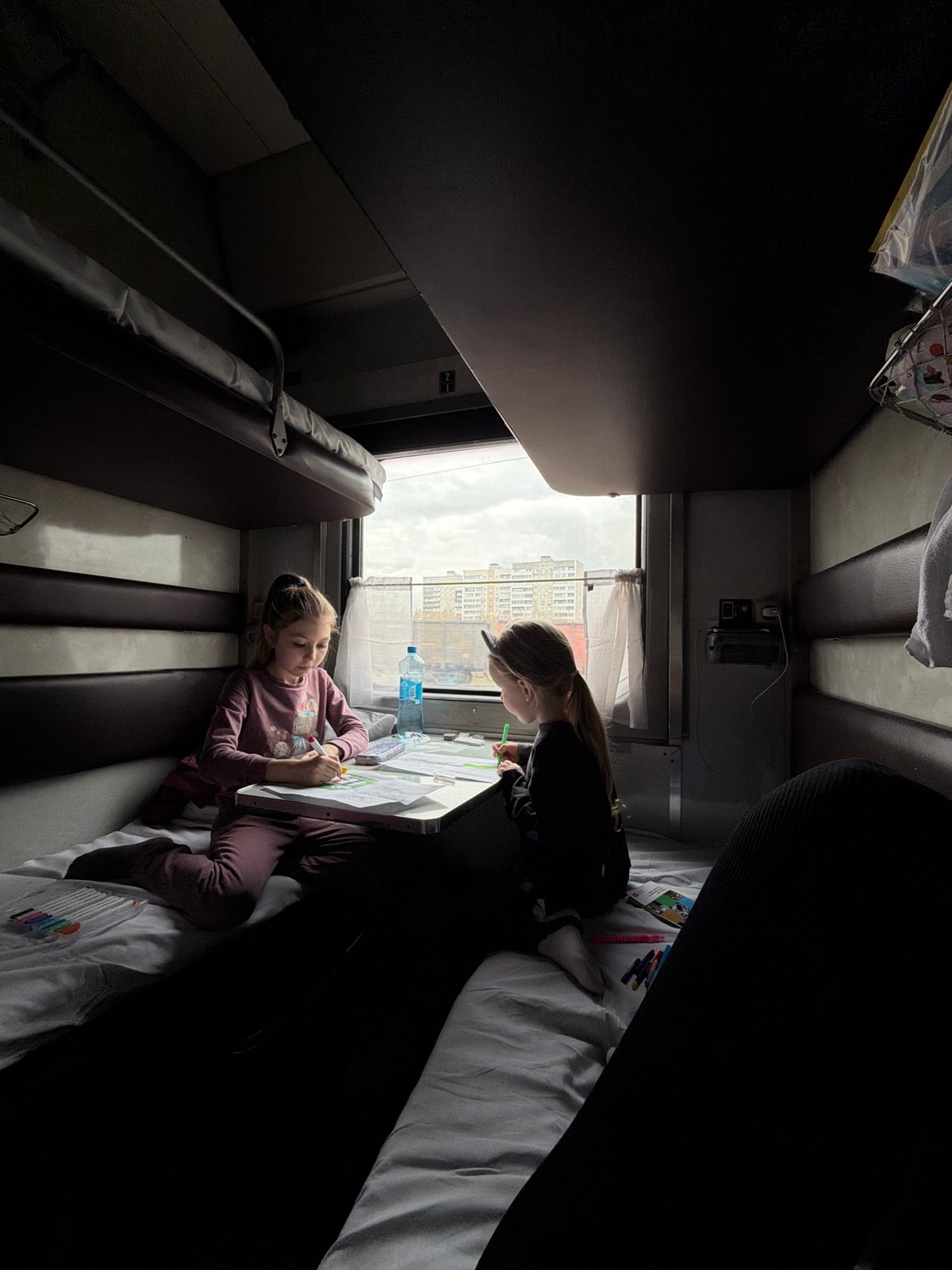 Train sleeper compartment interior documented in Moscow