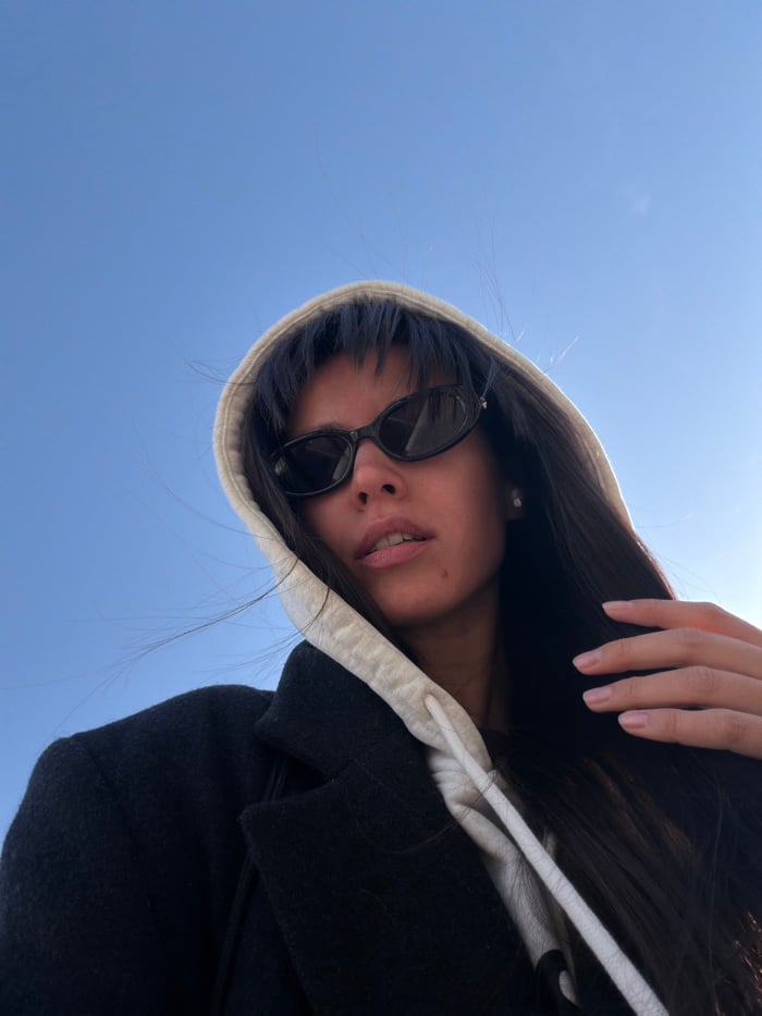Portrait photograph captured against clear Moscow sky