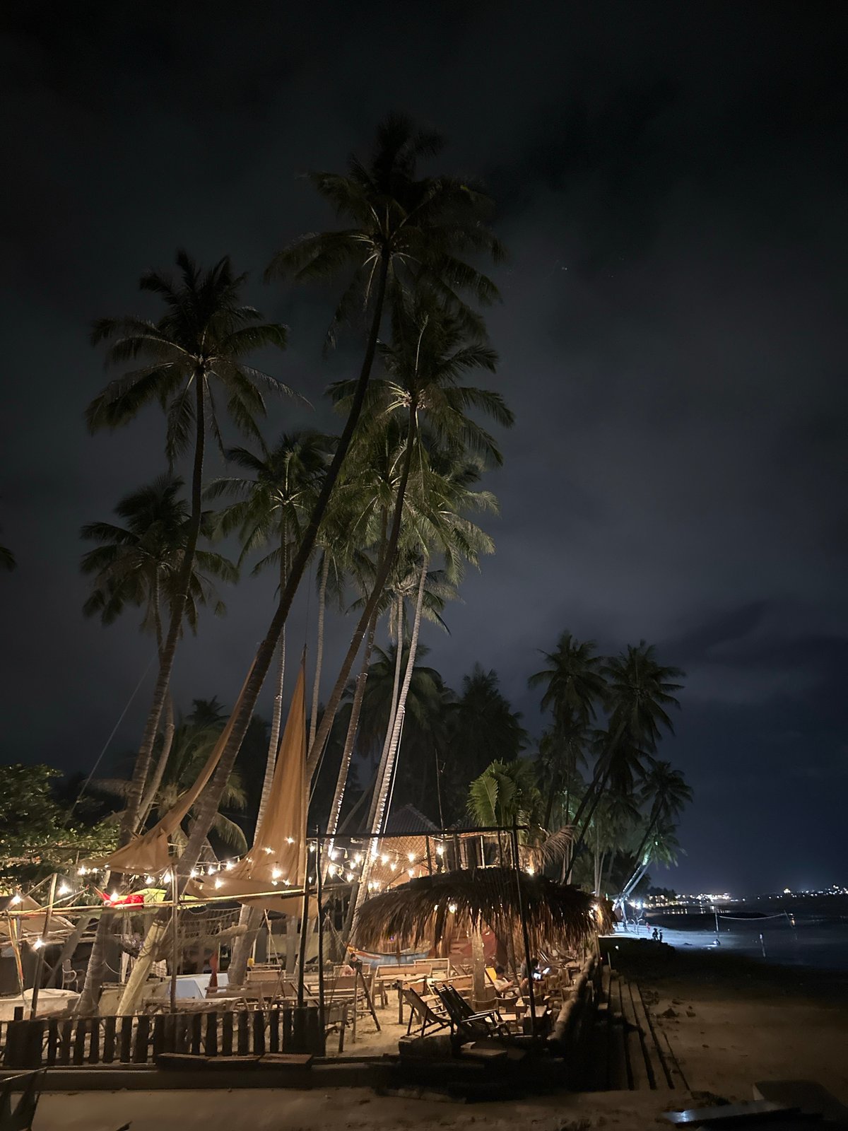 Nighttime beachfront scenes captured in Mũi Né, Vietnam