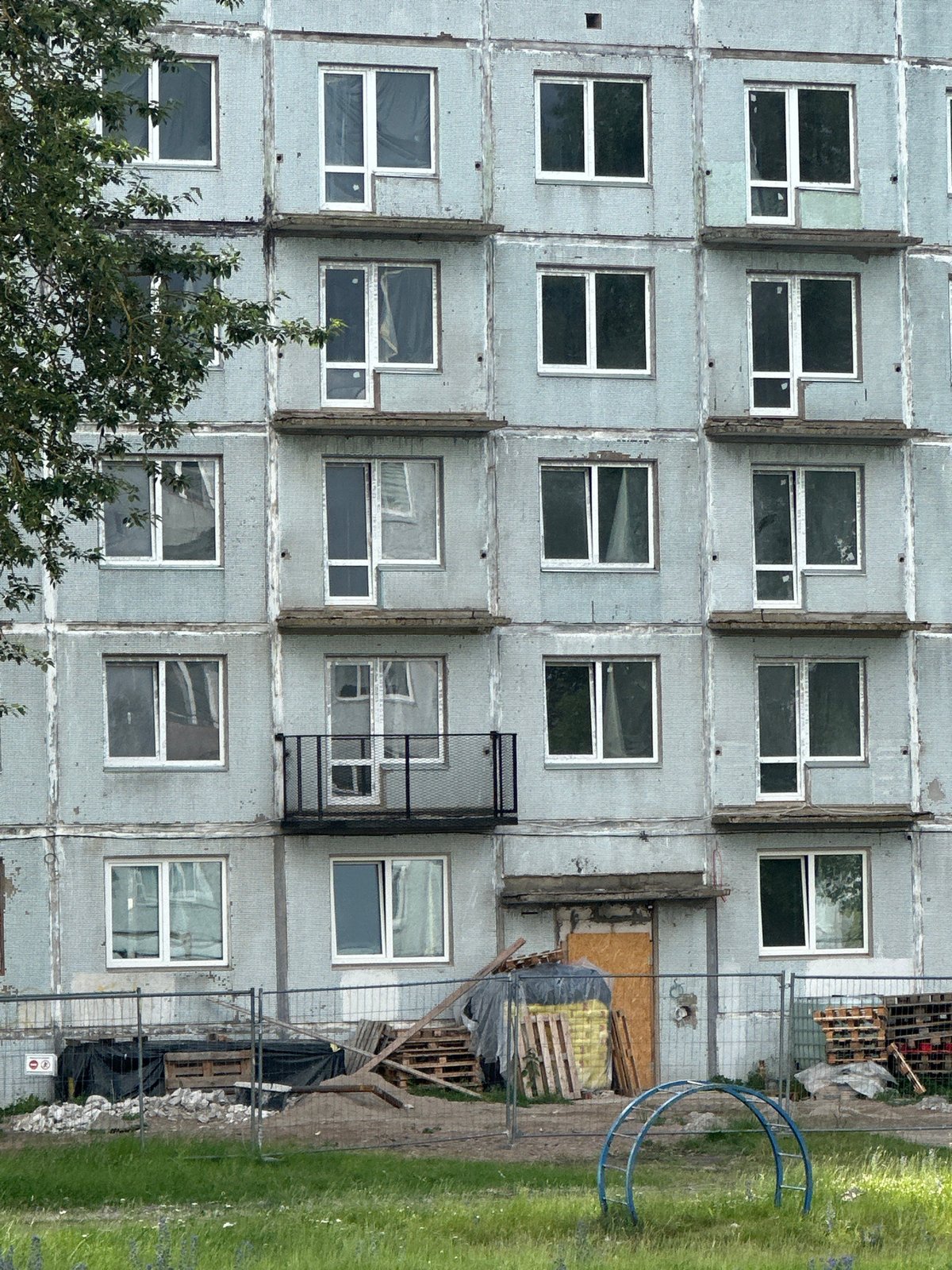 Soviet housing blocks and wildflowers in a Liepāja neighborhood