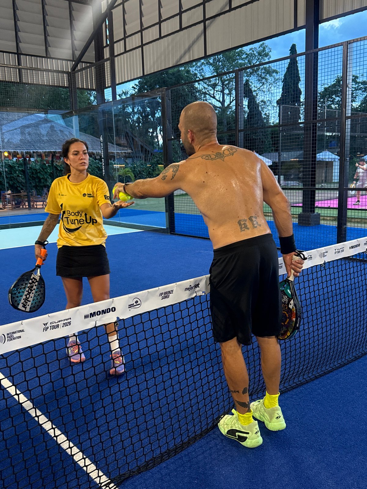 Morning padel session at a tropical club in southern Thailand