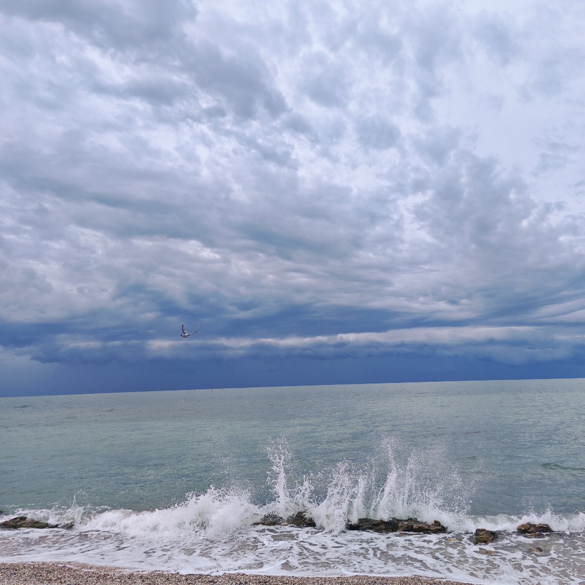 Stormy beach day captured by witnesses in Щелkino, Ukraine