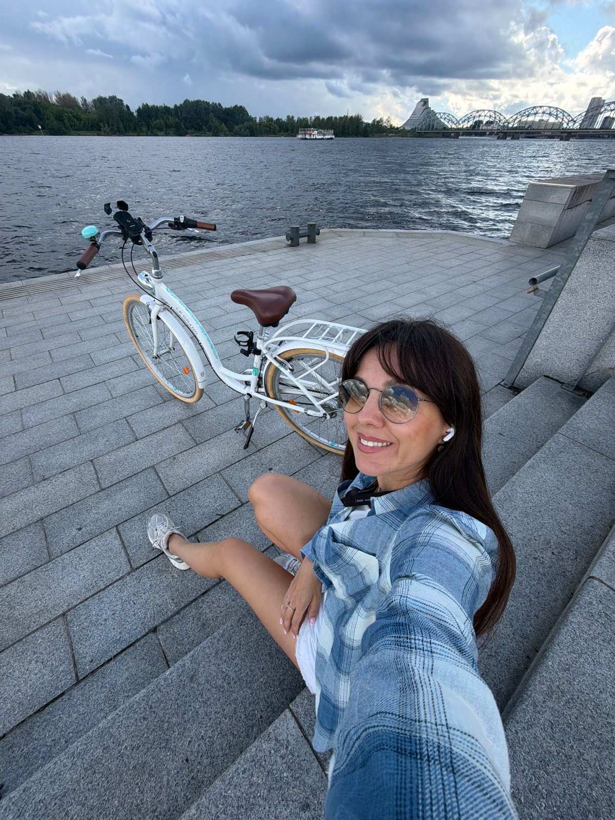 Bike break by the Daugava River, Riga