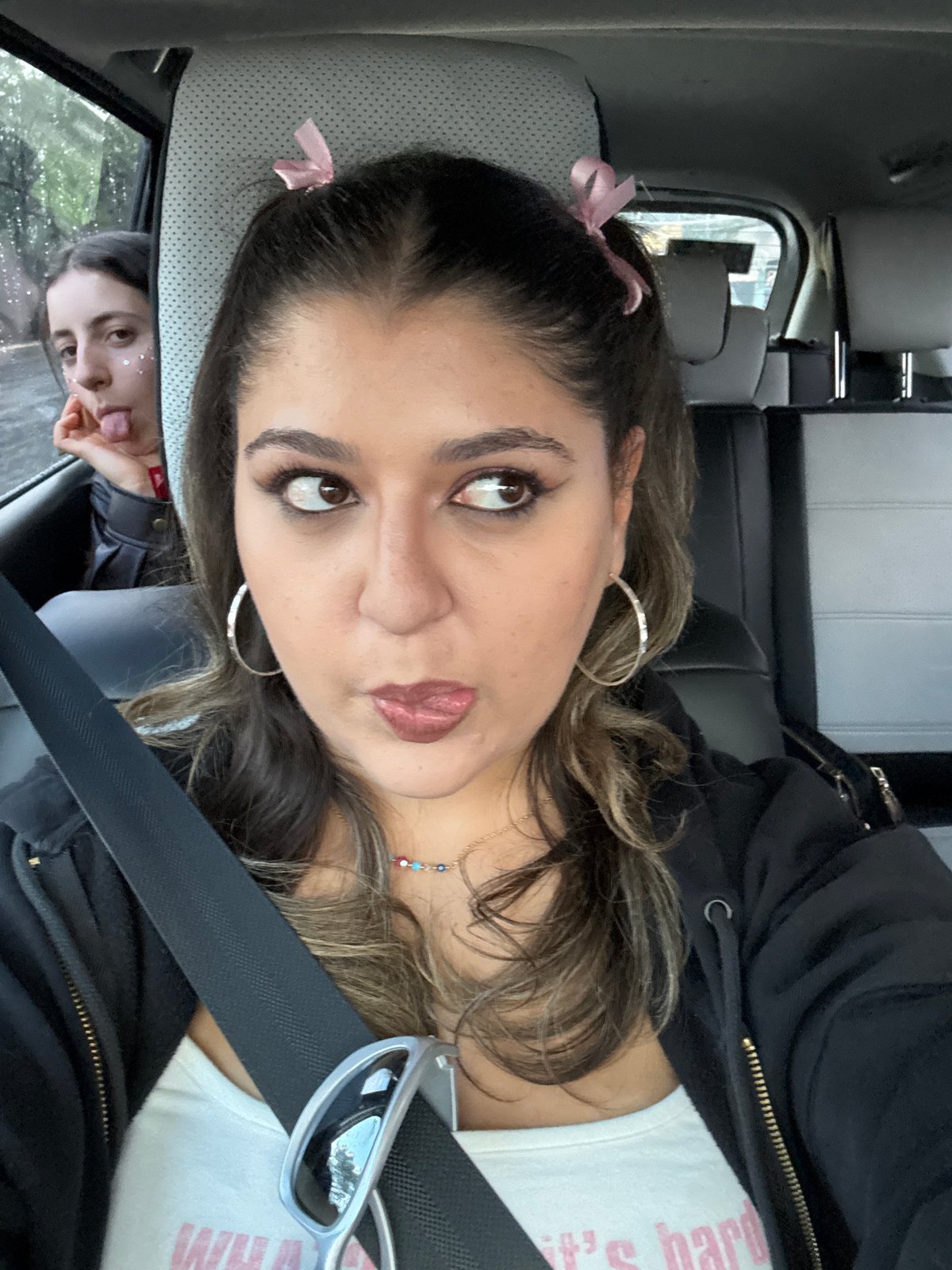 Woman photographed in car from multiple angles in Mexico City