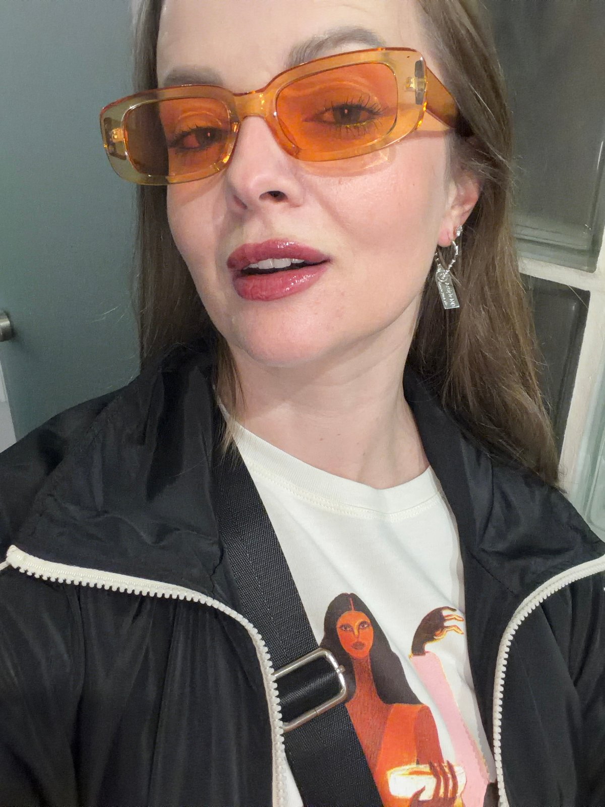 Woman takes selfie in distinctive outfit in Moscow