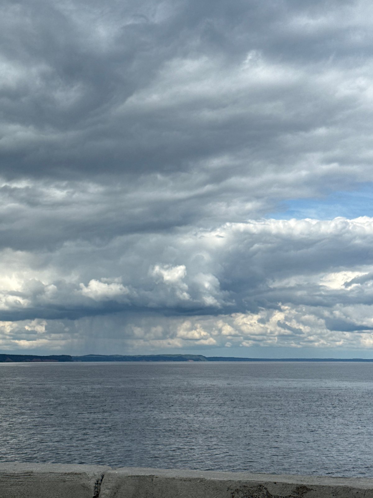 Overcast skies observed over Kama River in Chaikovsky, Russia