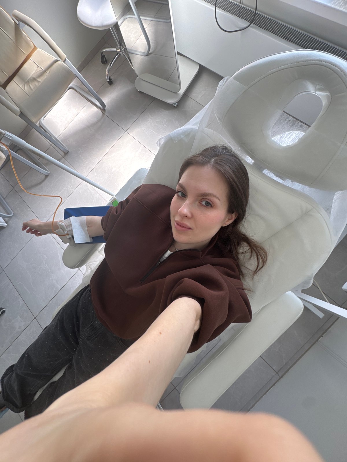 Woman receives IV treatment at Moscow medical facility