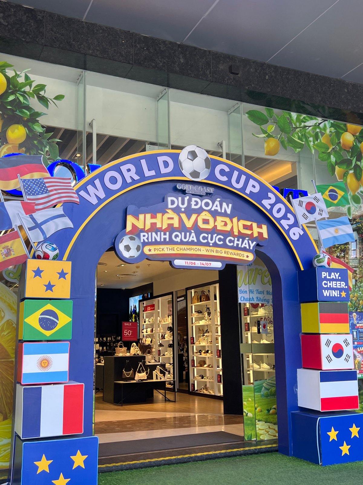 World Cup decorations and arcade scenes at Nha Trang mall