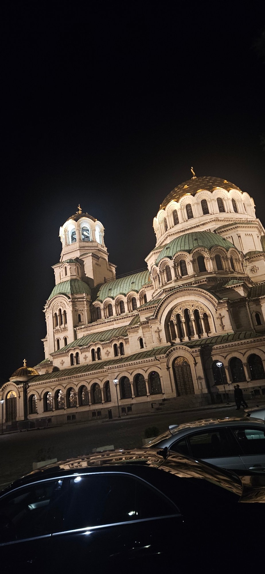 Sofia's Alexander Nevsky Cathedral illuminated at night, witnesses document