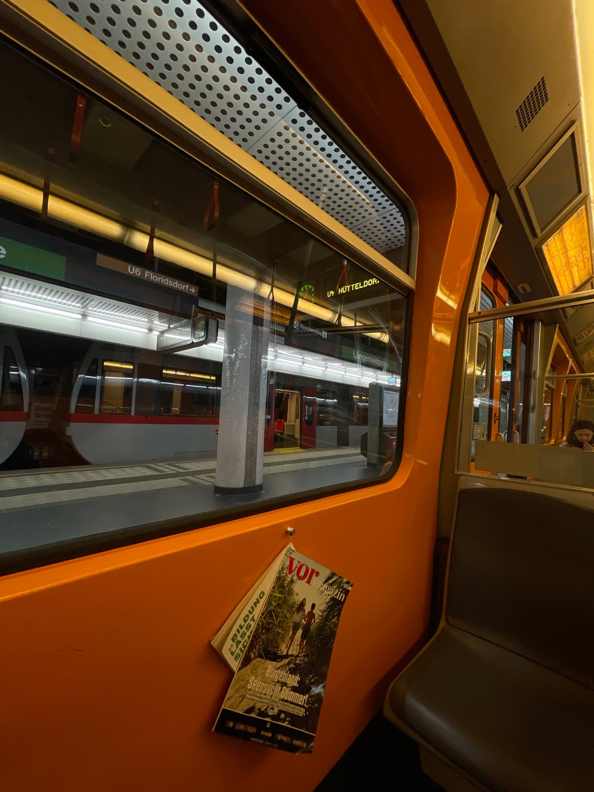 Evening subway operations documented across Vienna transit system
