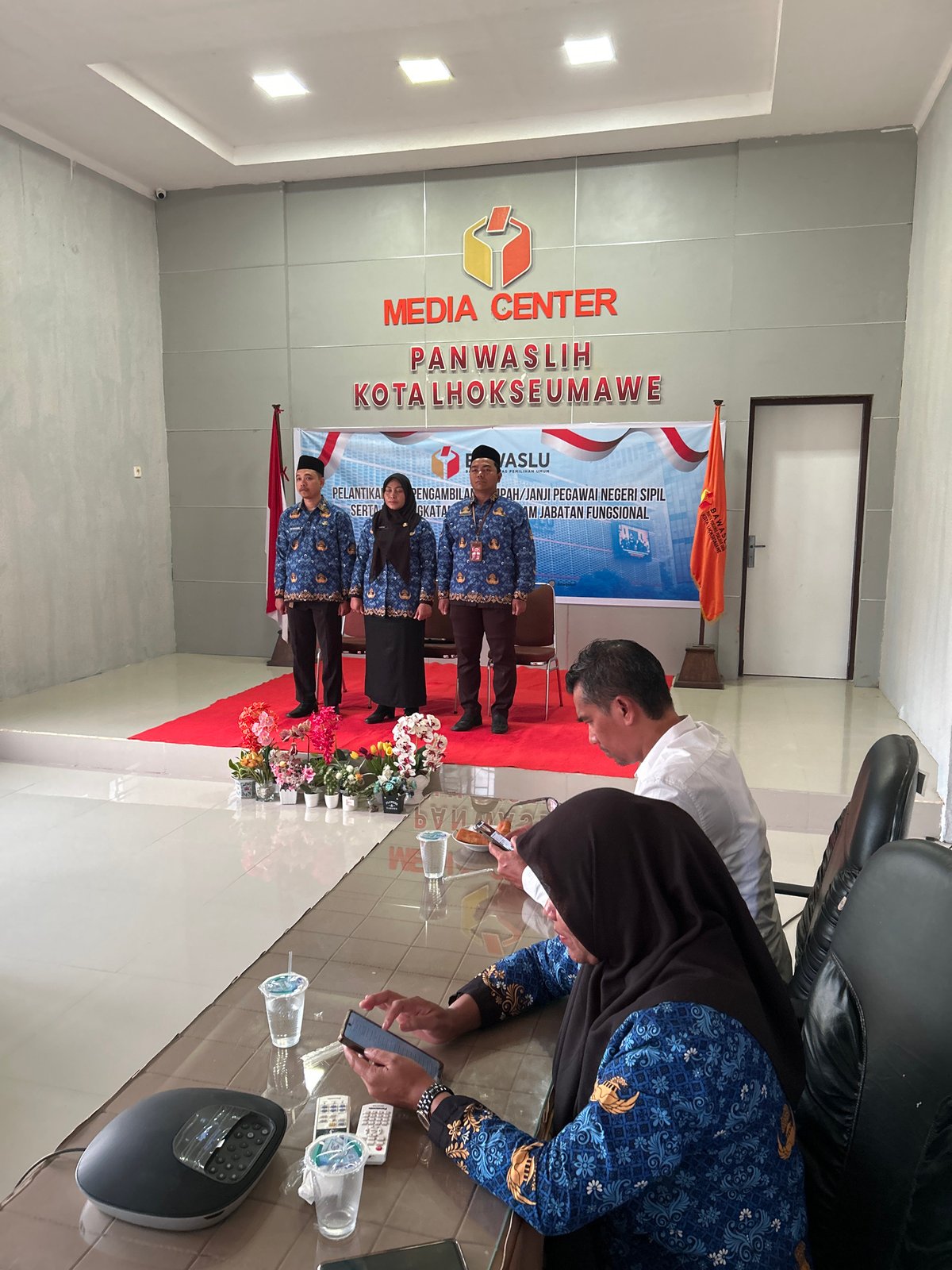 Election oversight media event documented in Lhokseumawe, Indonesia