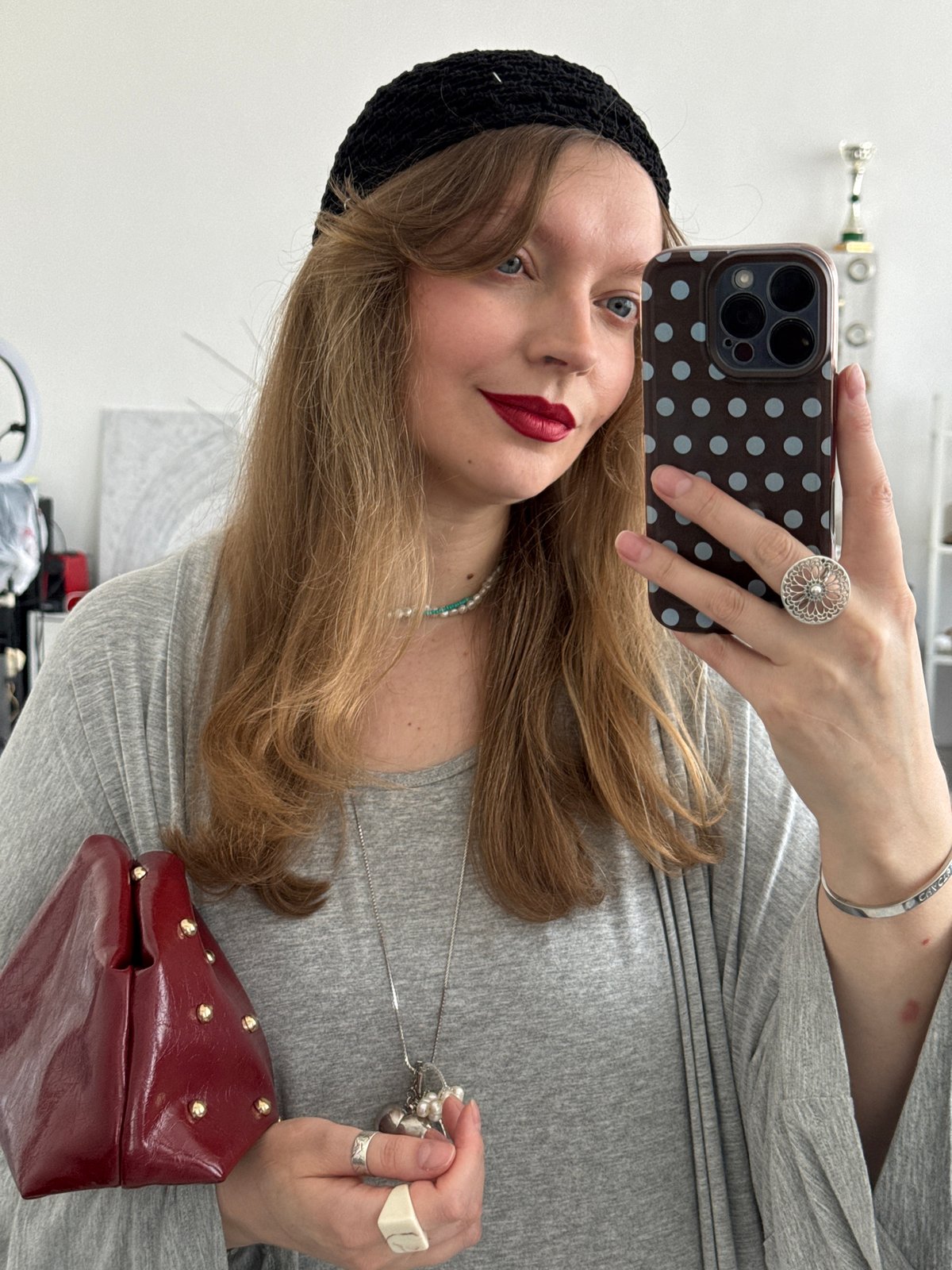 Woman Takes Selfies at Professional Makeup Station in Izhevsk