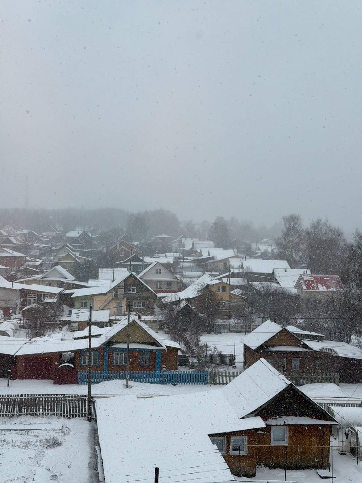 Spring snowfall blankets Chaikovsky as locals document weather, celebrate indoors