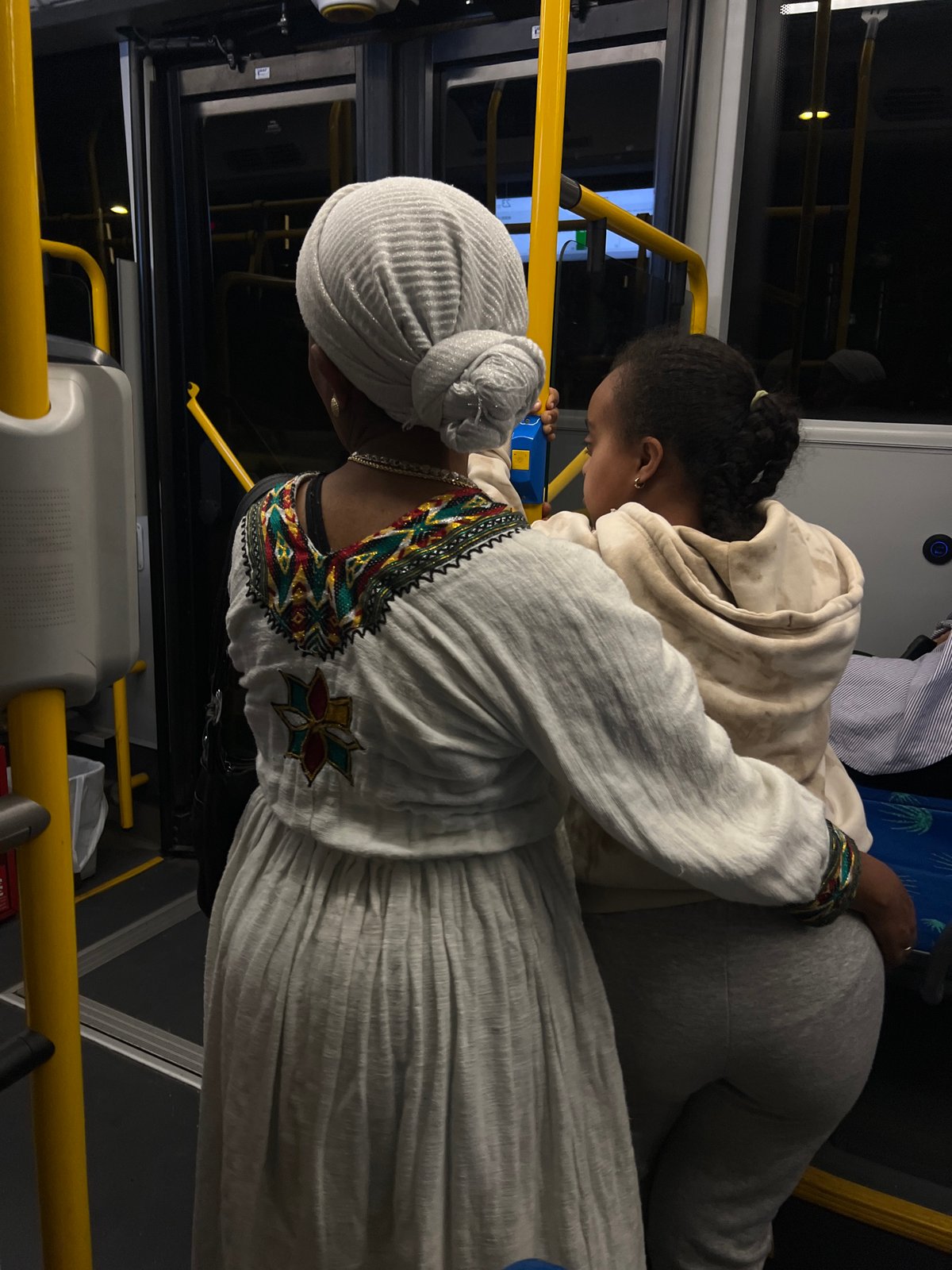 Woman and child travel by bus in Kiryat Yam
