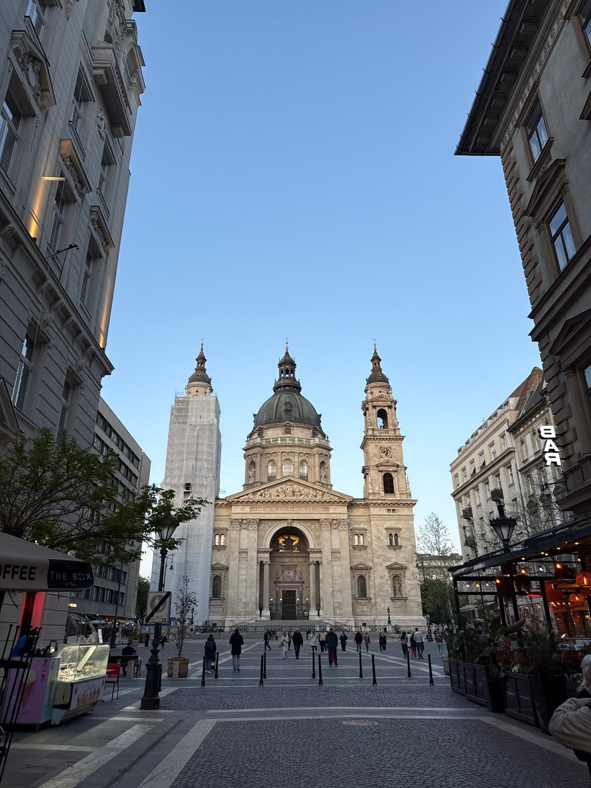 Tourist documents afternoon walking tour through central Budapest landmarks