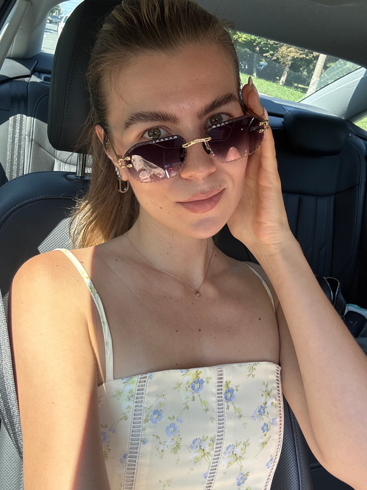 Car selfies and a quick stop near a church and car wash