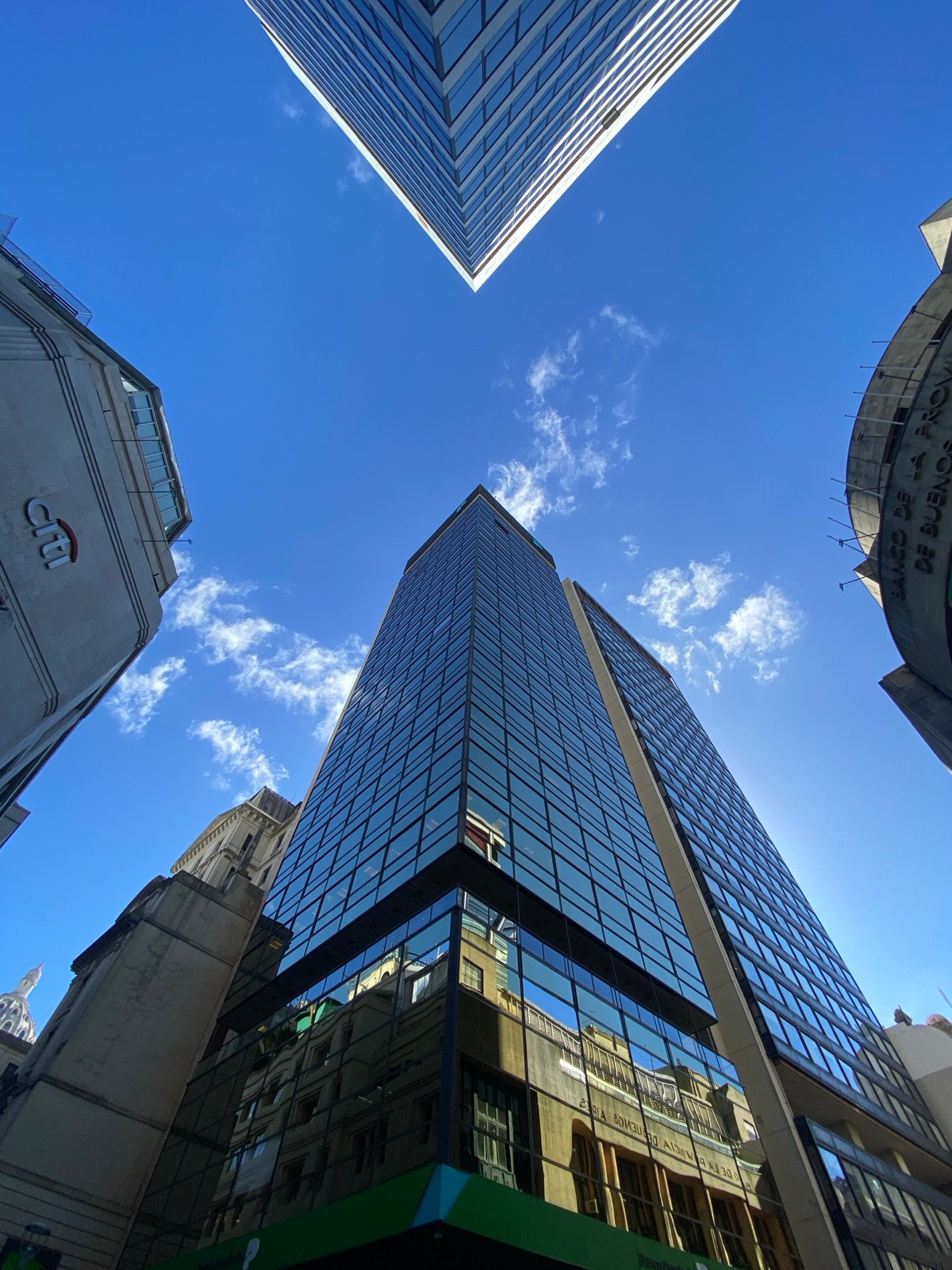 Buenos Aires skyline captured from street level perspective