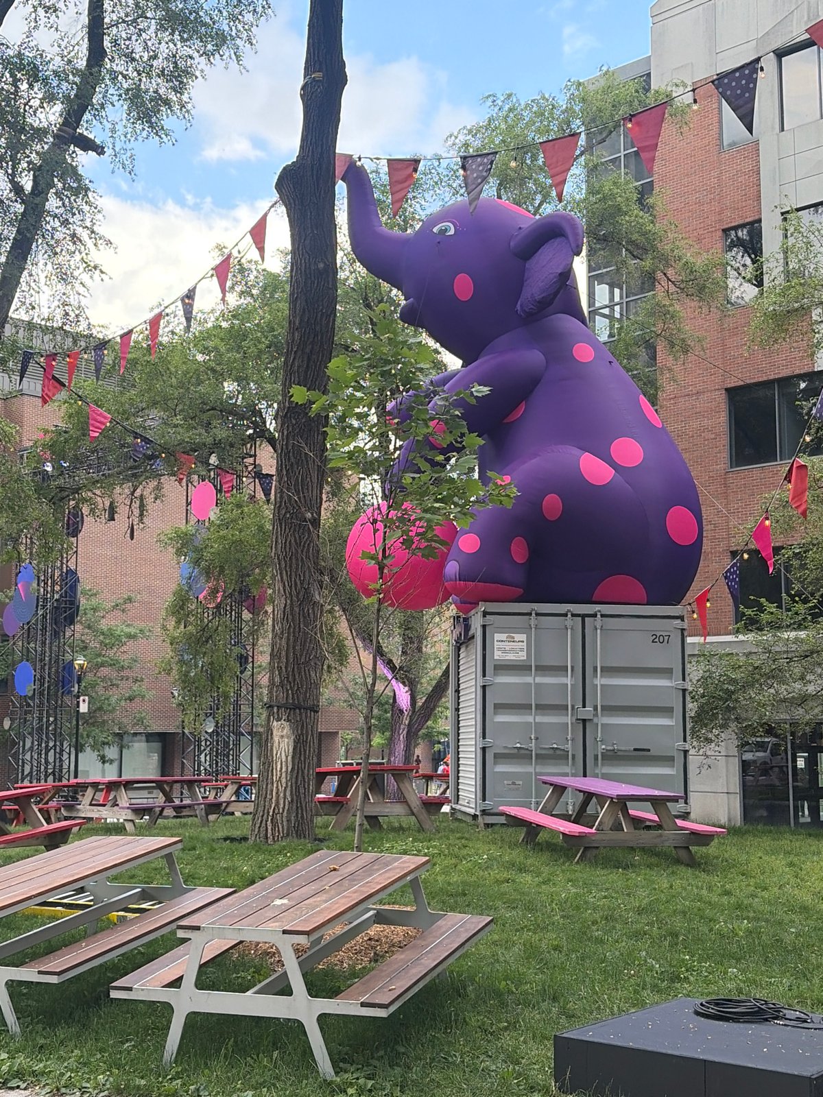 Outdoor event setup underway near St. Joseph's Oratory, Montreal