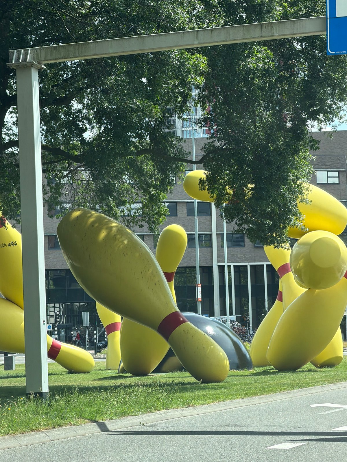 Giant bowling pin art installation spotted in Eindhoven