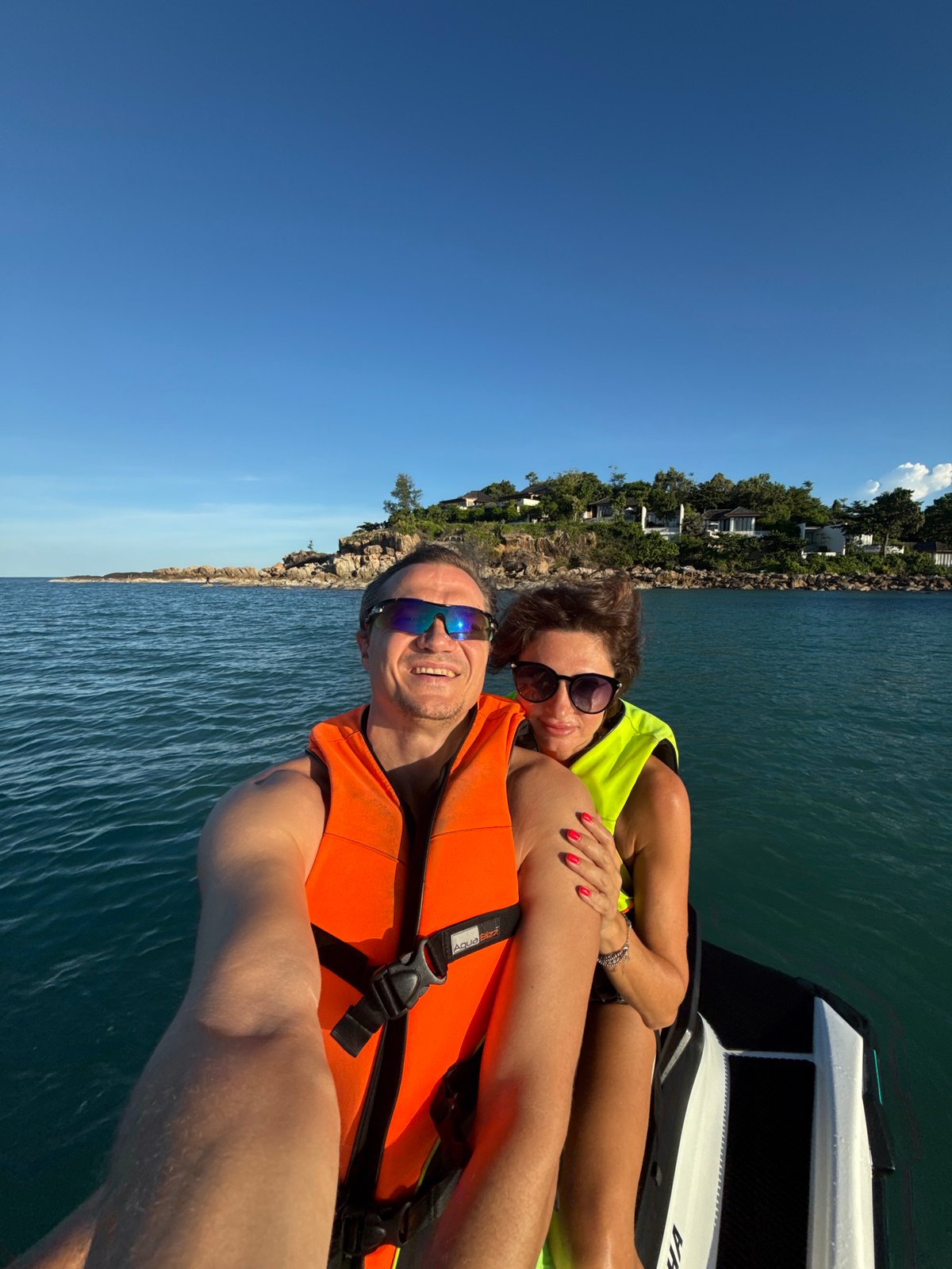 Jet skiing off Choeng Mon Beach on a clear day