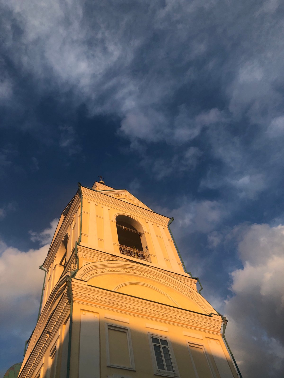 Church bell tower photographed in Krasnoyarsk, Russia