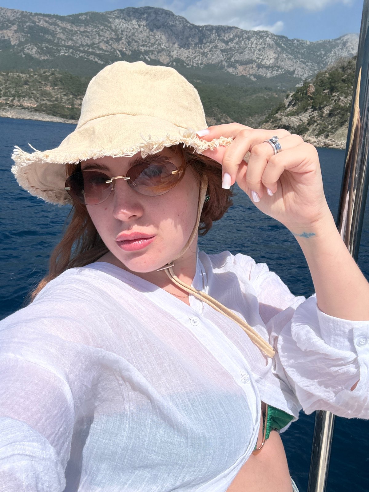 Group enjoys boat trip under Turkish flag off Turkey coast