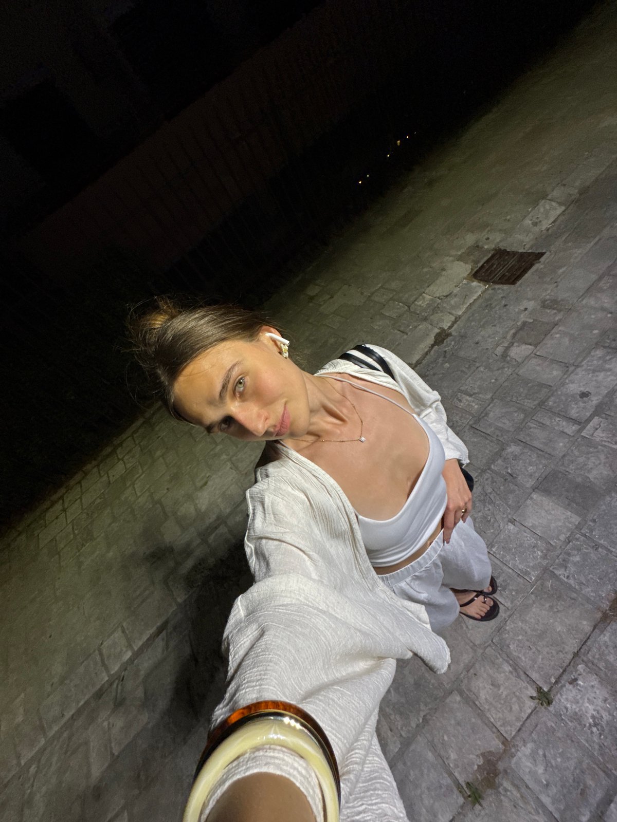 Night out on a stone walkway in Budva, Montenegro