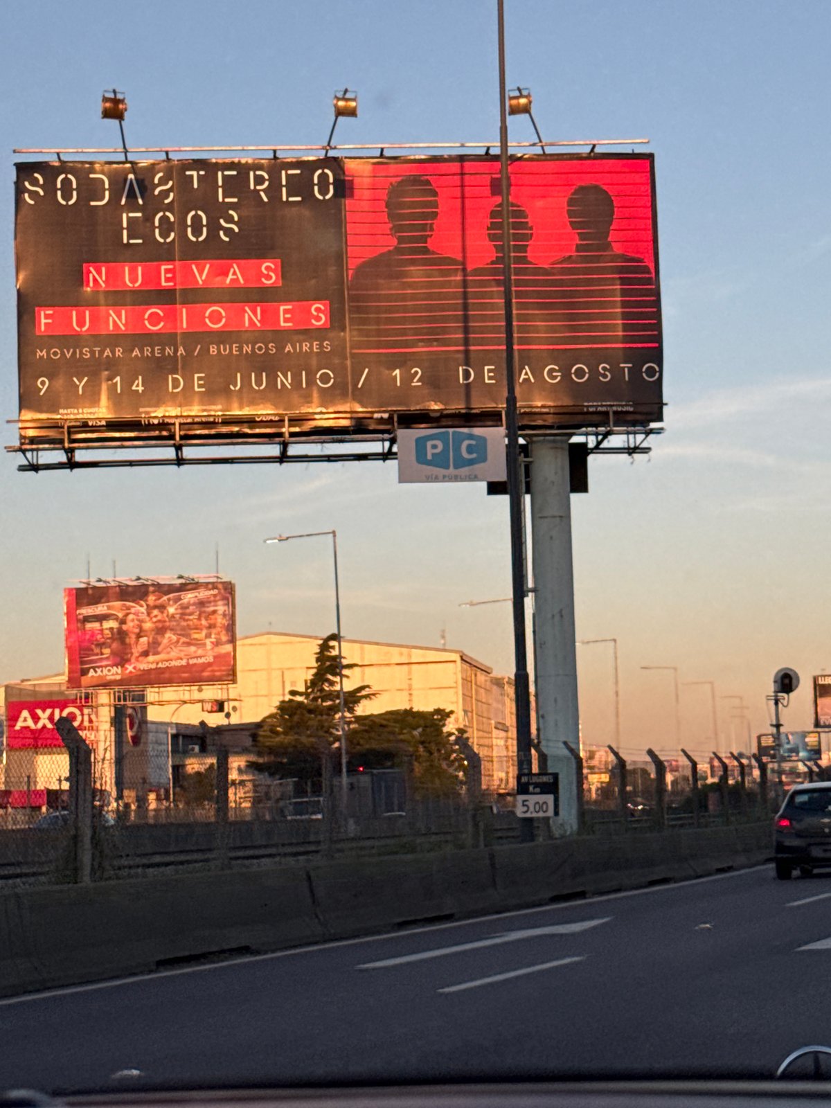 Soda Stereo concert billboard spotted on Buenos Aires highway