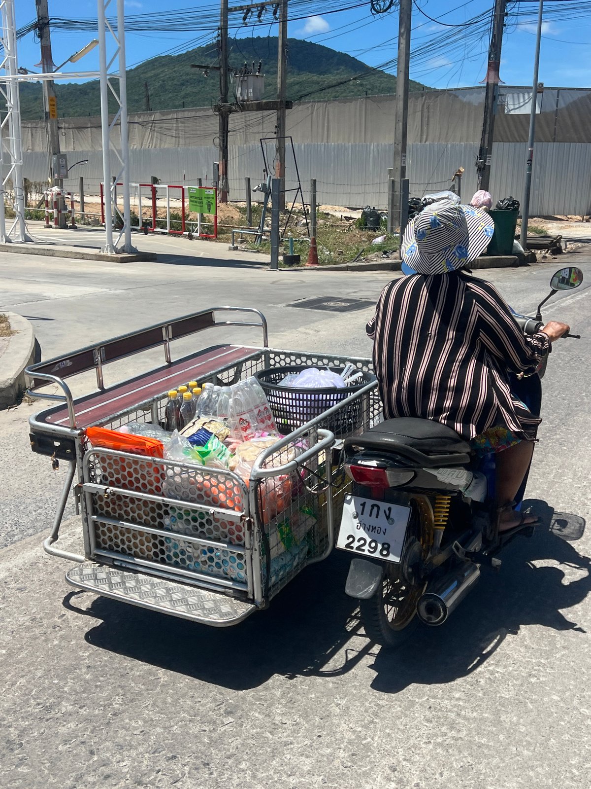 Grocery run by sidecar motorcycle on Koh Phangan