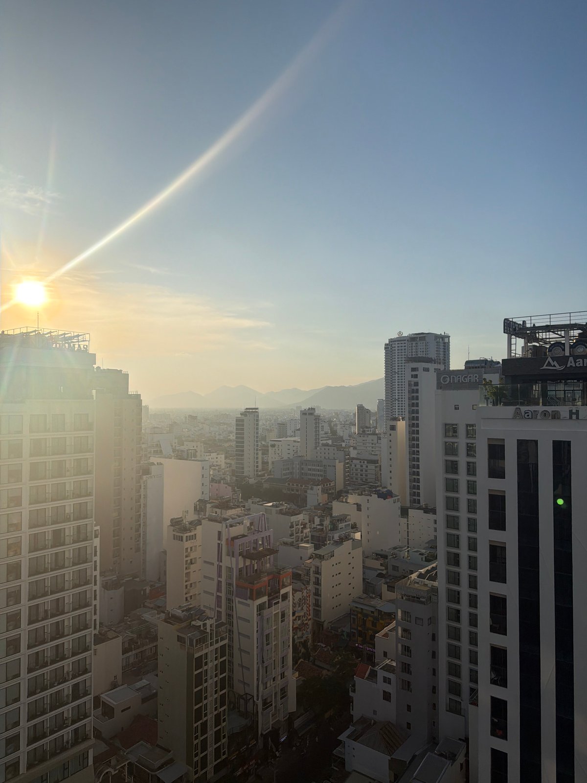 Panoramic sunrise or sunset view captured over Nha Trang Ward
