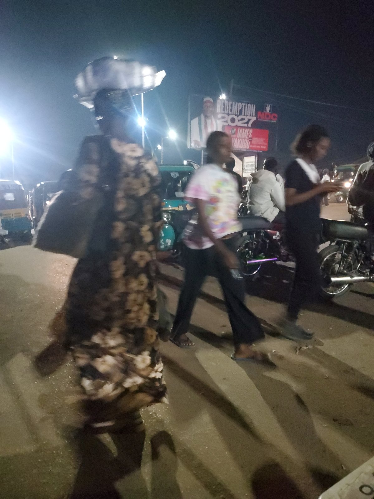 Evening street market activity in Gwong, Nigeria