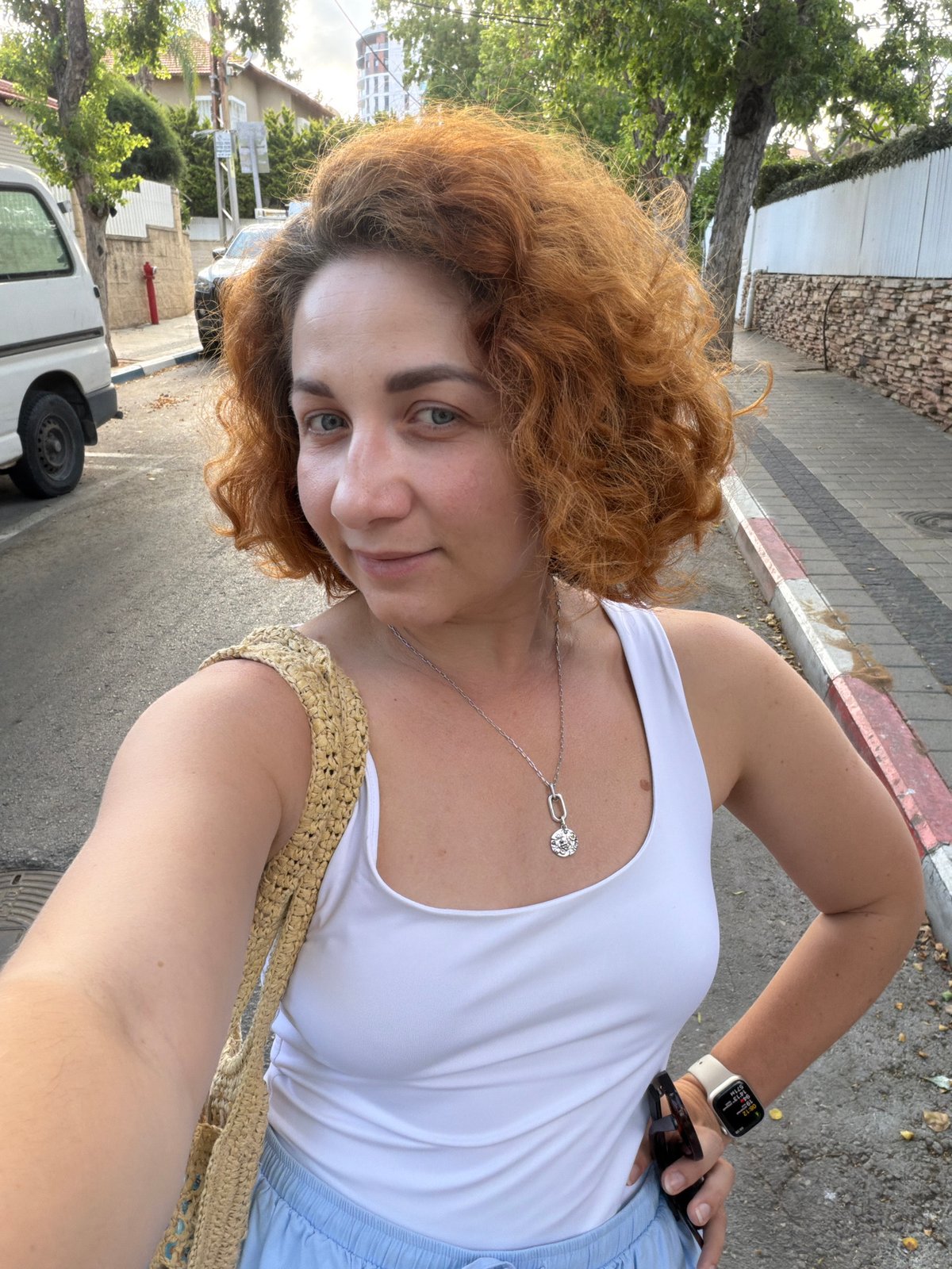 Morning selfies and blooming trees documented in Bat Yam