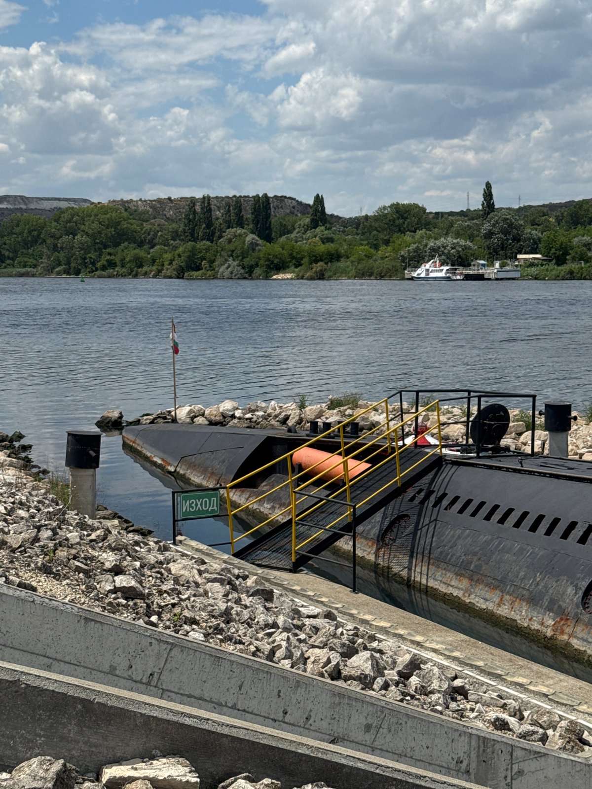 Decommissioned submarine museum and active car ferry, Beloslav