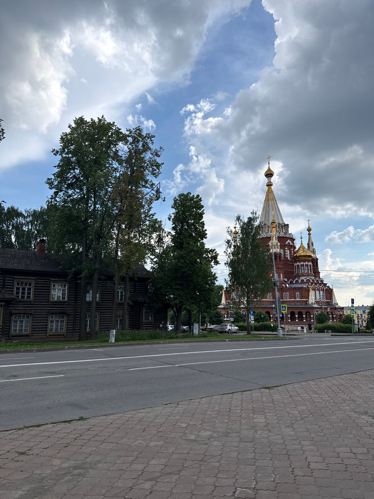 Afternoon scenes around Izhevsk's cathedrals and riverfront