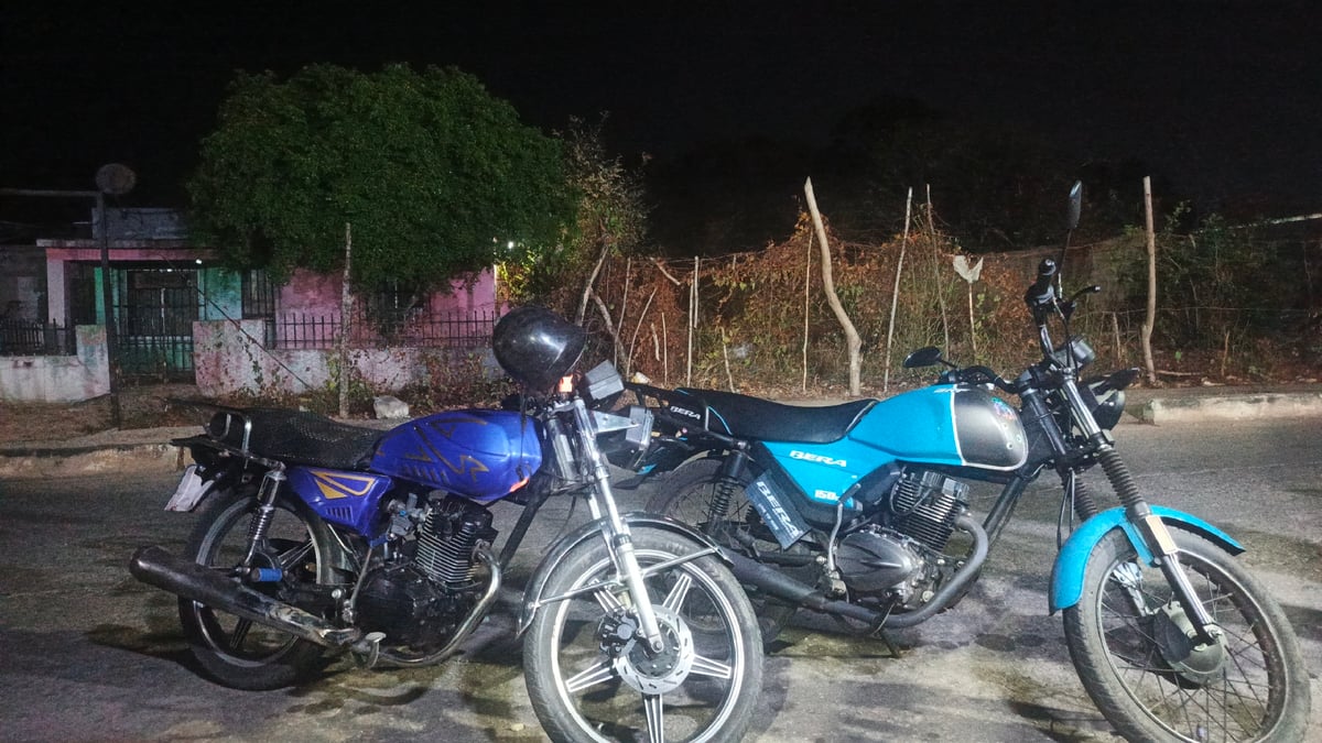 Motorcycles parked overnight in La Tagua, Venezuela