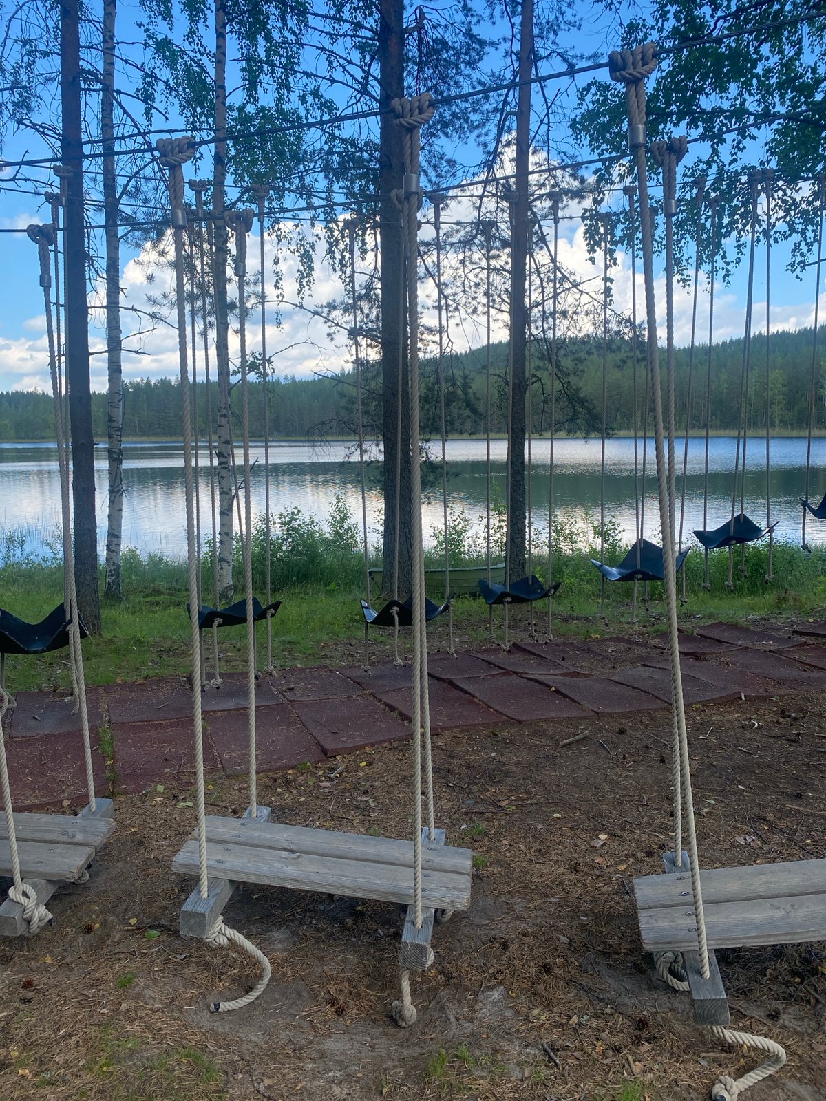 Rope swings and tire swings in a Liperi park
