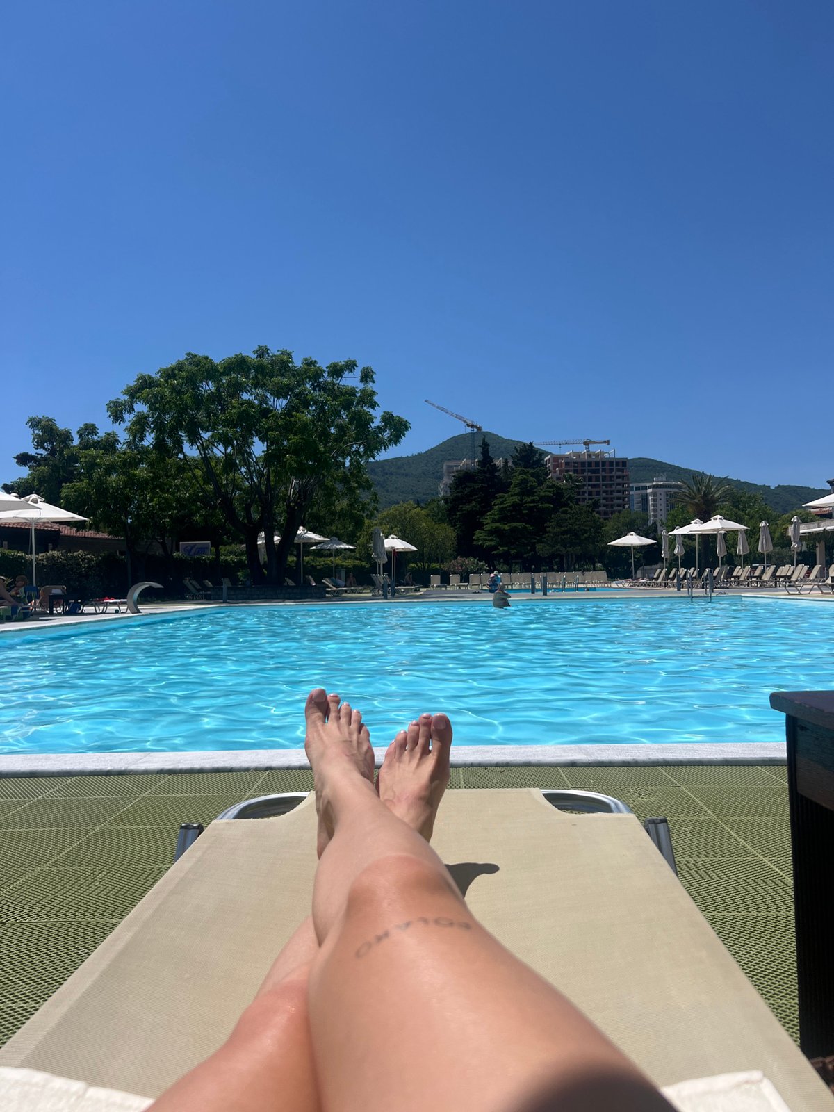 Budva resident documents car wash, poolside relaxation during morning routine