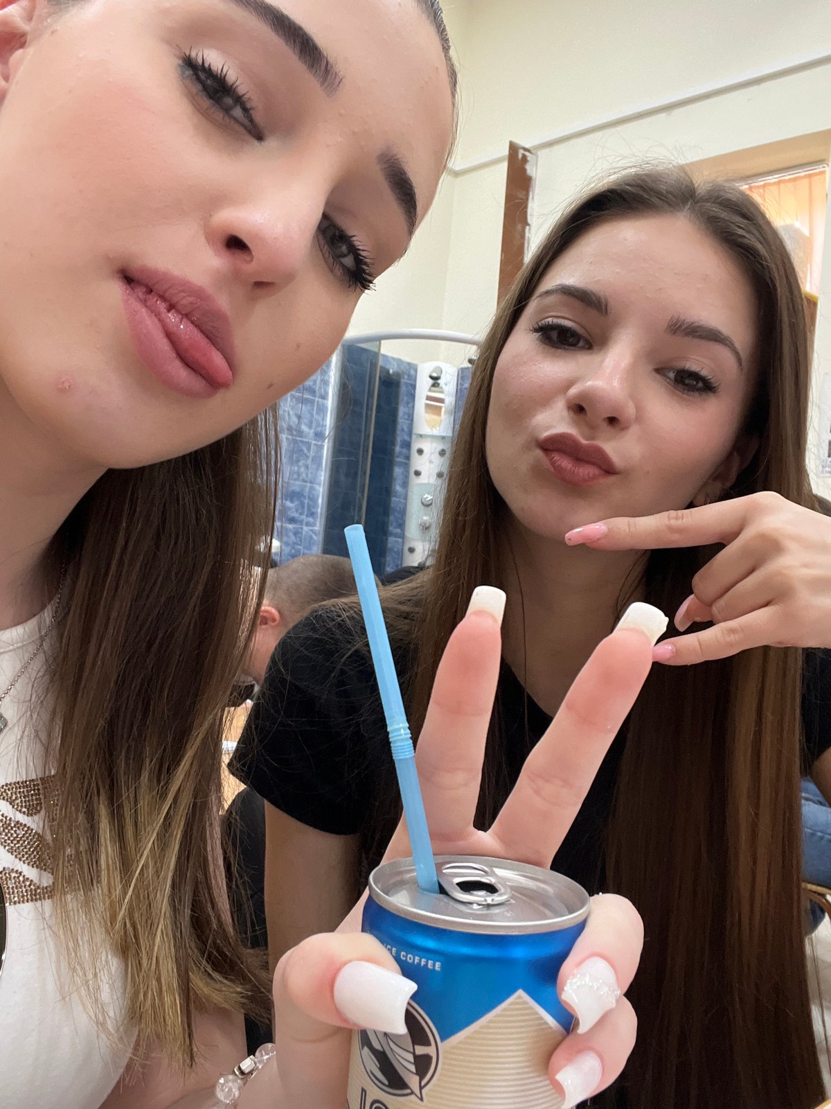 Two women take playful selfies in Stara Zagora