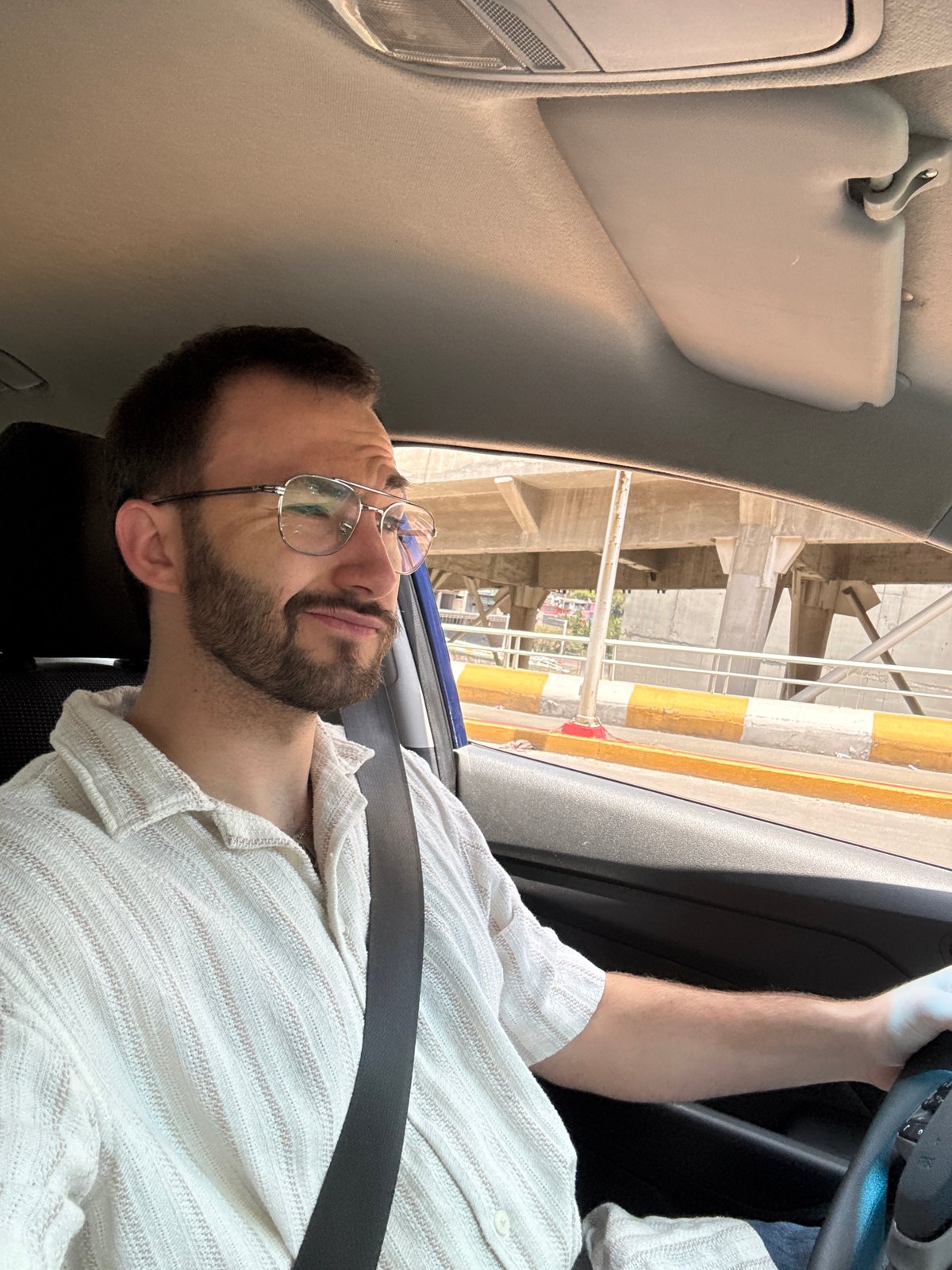 Driver observed navigating Mexico City highway overpass Sunday evening