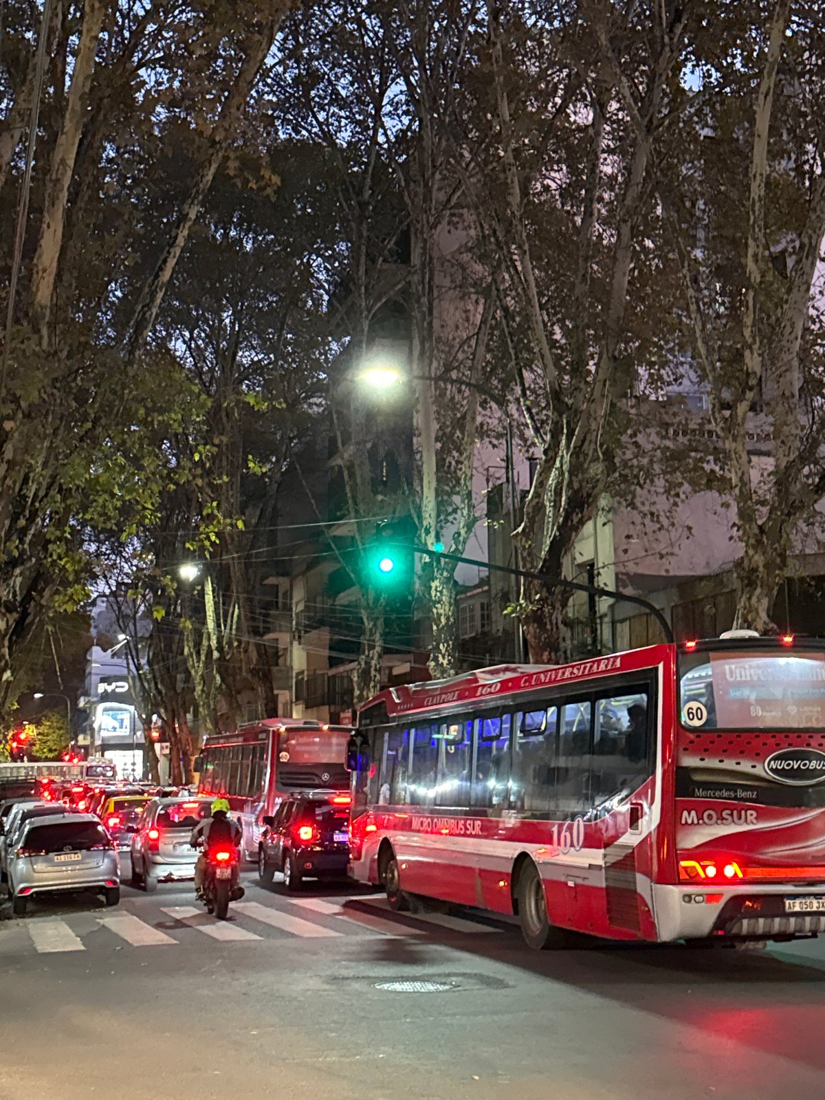 Evening street life documented around Buenos Aires cafe district